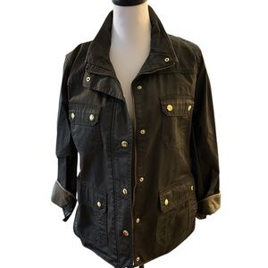 NWOT JCrew Downtown Utility Chore Olive Green Waxed Cotton Field Jacket LARGE